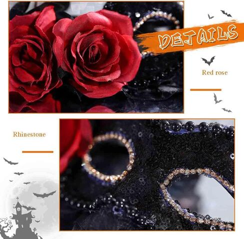 قناع تنكر الهالوين الأسود من ديلادولا للنساء، أقنعة زهرة الدانتيل لحفلات ماردي جراس in Kuwait