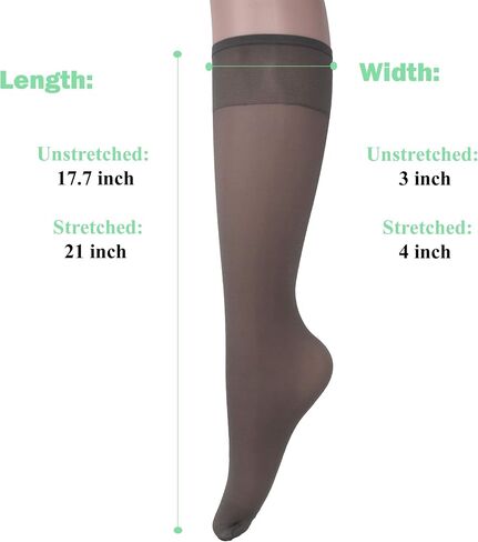AWS/American Made Sheer Knee High Socks for Women 6 Pairs Trouser Socks Stockings Stretchy Silk Socks in Kuwait