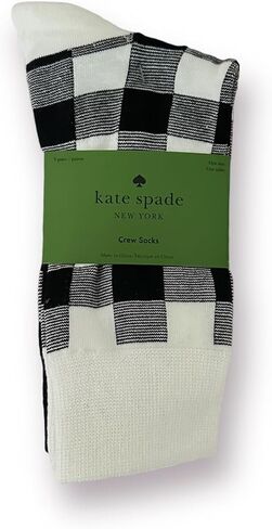Kate Spade New York Socks Black White Plaid, Polka Dot,Stripes, Crew Socks, 3 pack, One Size Gift Socks, Gingham Pattern in Saudi Arabia
