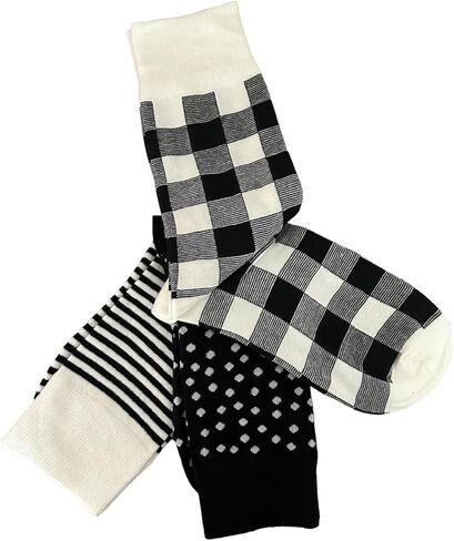 Kate Spade New York Socks Black White Plaid, Polka Dot,Stripes, Crew Socks, 3 pack, One Size Gift Socks, Gingham Pattern in Saudi Arabia