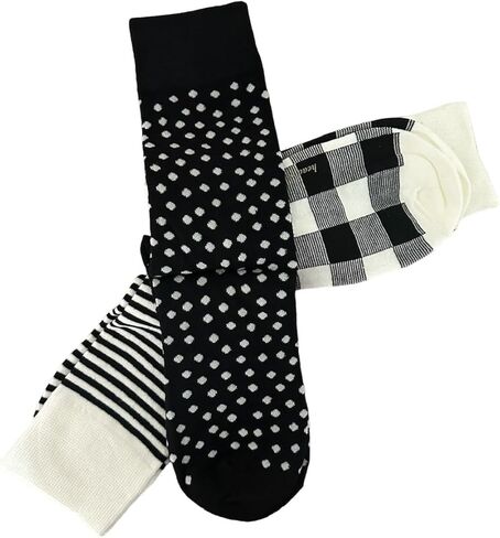 Kate Spade New York Socks Black White Plaid, Polka Dot,Stripes, Crew Socks, 3 pack, One Size Gift Socks, Gingham Pattern in Saudi Arabia