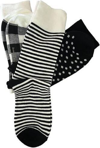 Kate Spade New York Socks Black White Plaid, Polka Dot,Stripes, Crew Socks, 3 pack, One Size Gift Socks, Gingham Pattern in Saudi Arabia