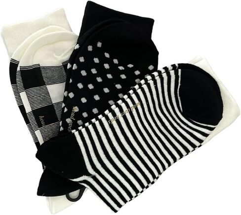Kate Spade New York Socks Black White Plaid, Polka Dot,Stripes, Crew Socks, 3 pack, One Size Gift Socks, Gingham Pattern in Saudi Arabia