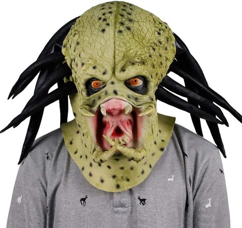 Scary Warrior Mask, Aliens PK Predator Mask Horror Movie Role Play Head Mask for Halloween Cosplay Costume Party Props in Kuwait