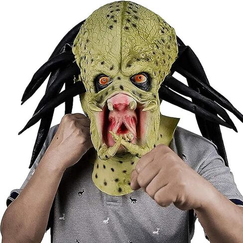 Scary Warrior Mask, Aliens PK Predator Mask Horror Movie Role Play Head Mask for Halloween Cosplay Costume Party Props in Kuwait