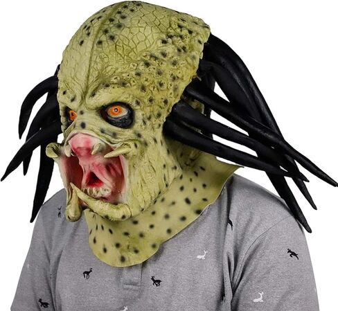 Scary Warrior Mask, Aliens PK Predator Mask Horror Movie Role Play Head Mask for Halloween Cosplay Costume Party Props in Kuwait