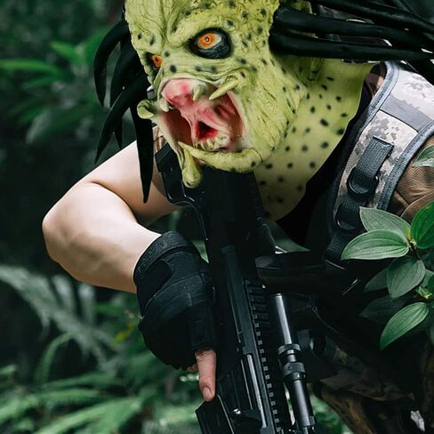 Scary Warrior Mask, Aliens PK Predator Mask Horror Movie Role Play Head Mask for Halloween Cosplay Costume Party Props in Kuwait