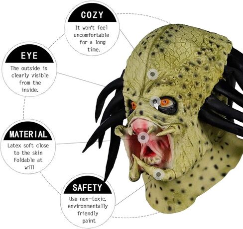 Scary Warrior Mask, Aliens PK Predator Mask Horror Movie Role Play Head Mask for Halloween Cosplay Costume Party Props in Kuwait