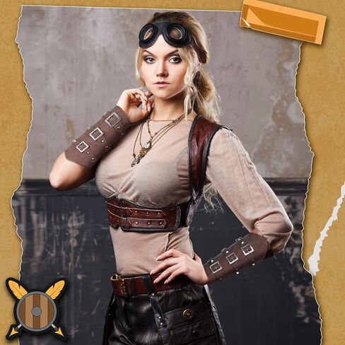 Eccliy 4 Pcs Halloween Men Medieval Faux Leather Belt Pouch Arm Guards Set Includes Renaissance Belt Knight Belt Tassel Renaissance Bag Waist Packs Leather Bracers Arm Armor Cosplay for Party Costume, in Kuwait