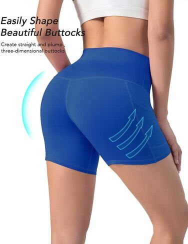 Leggings with Pockets for Women - Yoga Pants Workout Leggings High Waisted & Tummy Control Compression Legging Blue in Saudi Arabia