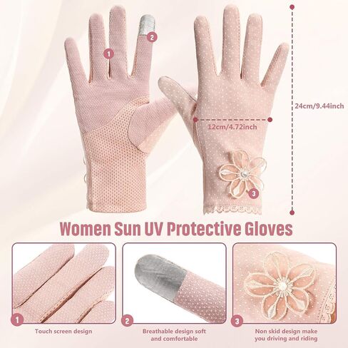SATINIOR 5 Pairs Summer UV Sun Protection Gloves Non Slip Cotton Driving Gloves Sunblock Gloves Floral Designed Gloves for Women Girls, 5 Colors in Saudi Arabia
