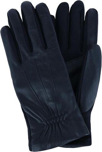 isotoner Women's Stretch Leather Winter Glove with Gathered Wrist, Large/Xlarge, Black in Saudi Arabia
