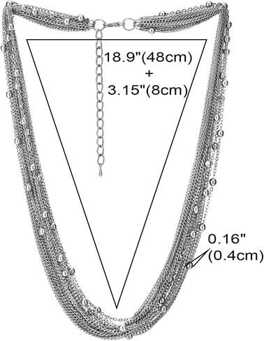 COOLSTEELANDBEYOND Statement Necklace Waterfall Multi-Strand Chains with Beads Balls Charm Pendant, Dress in Saudi Arabia