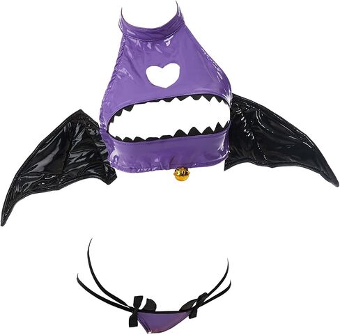 MEOWCOS Women Lingerie Set Sexy Anime Bat Devil Turtleneck Open Chest Lingerie with Hair Ring and Bat Wings in Saudi Arabia