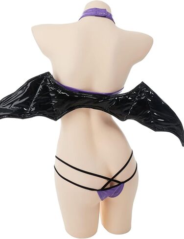 MEOWCOS Women Lingerie Set Sexy Anime Bat Devil Turtleneck Open Chest Lingerie with Hair Ring and Bat Wings in Saudi Arabia