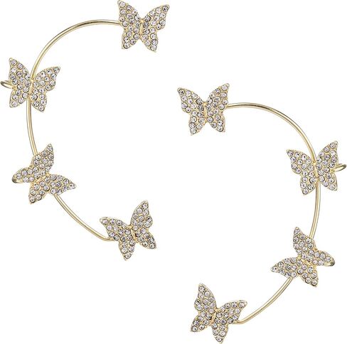 2 قطعة الأذن كليب القرط للنساء في سن المراهقة الفتيات فراشة الكفة أقراط زهرة الورد الأذن كليب غير ثقب الأذن التفاف كليب على الأقراط in Kuwait