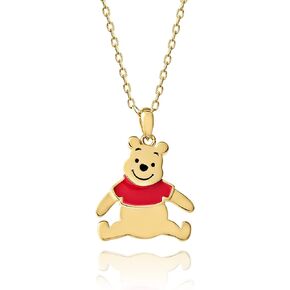 Disney Winnie the Pooh Necklace 18-Inch - Flash-Plated Necklace with Cubic Zirconia Heart, Cultured Freshwater Pearl, and Winnie the Pooh Charm - Winnie the Pooh Jewelry