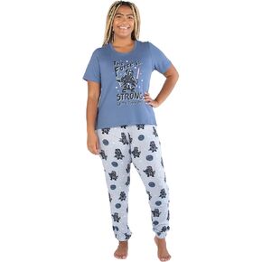 Nite Nite Munki Munki Women's Short Sleeve Boxy Tee and Jogger Set, Purple
