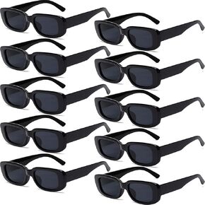 Tskestvy 10 Pairs Rectangle Sunglasses Pack for Women Small Square Retro Glasses Y2K Aesthetic 2000S Sunglasses Set Vintage