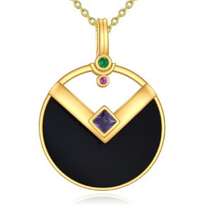 Black Onyx Necklace 925 Sterling Silver Gold Filigree Vintage Pendant Black Onyx Jewelry Gift for Women Girls in Saudi Arabia