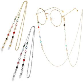 YUANST 2Pcs Eyeglasses Strap, Colorful Rhinestone Glasses Chain, Eyeglasses String Holder Glasses Lanyard Eyeglass Holders Around Neck
