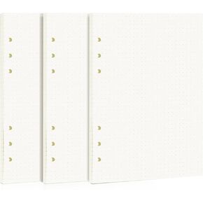 A5 Dotted Paper Refill, 3 Packs Binder Paper, Loose Leaf Paper Journal Refill Applicable To 6 Hole, 135 Sheets 270 Pages, Perfect For Work, Home Or School (Paper Dotted)