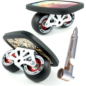 Outdoor Free Skates - Metal Split Wheel Skateboard - High Resilience Free Drift Board - Maple Deck Drift Shoes with Edge Protector - High End Bearing Portable Outdoor Free Drift Plate (Colored)