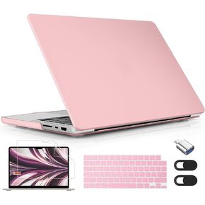 Compatible with MacBook Pro 14 inch Case 2024 2023 2022 2021 Release M3 A2918 A2992 M2 A2779 M1 A2442 Pro Max, Plastic Hard Shell Cover with Keyboard Cover, Aby Pink