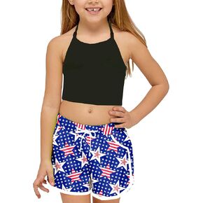 Fish Scale Swim Shorts Girls Running Shorts Beach Mermaid Swim Trunks Beach Water Shorts 9-10 Years
