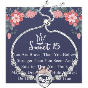 FEELMEM 15 Year Old Gift 15 Anos Quinceanera Necklace Girls Sweet 15 Jewelry Quinceanera Gift 15th Birthday Gift for Girl