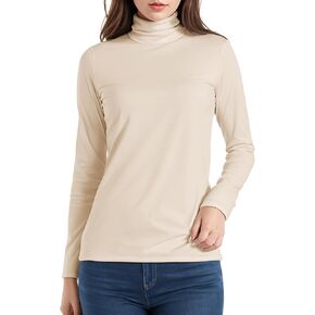 YOGINGO Womens Long Sleeve Turtleneck T-Shirts Mock Neck Underwear Fall Winter Fashion Base Layer Casual Lightweight Soft Tops 2023 Women's Fashion Clothing XS-2XL Turtle Neck Basic Tops （White）