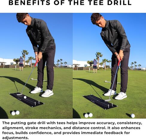 Golf Putting Practice Training aid,Perfect Perfect Practice Golf Putting mat, Tour aim Golf Alignment Golf Training aid, Putting Golf Set with Putting arc in Kuwait