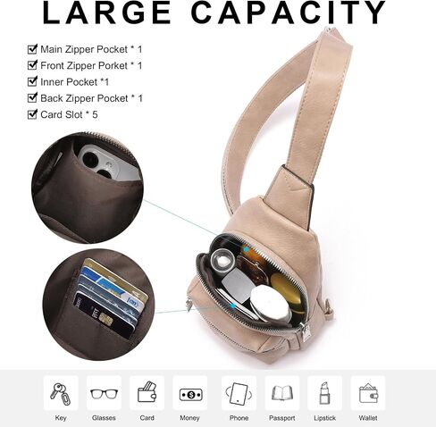 CLUCI Small Sling Bag for Women, Leather Crossbody Fanny Packs Trendy, Women's Chest Bag in Saudi Arabia