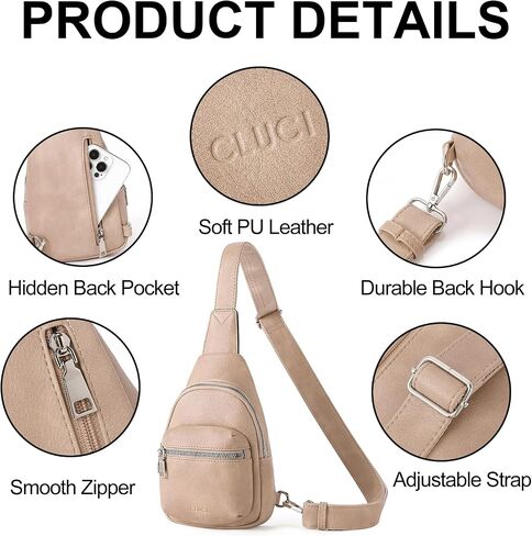 CLUCI Small Sling Bag for Women, Leather Crossbody Fanny Packs Trendy, Women's Chest Bag in Saudi Arabia