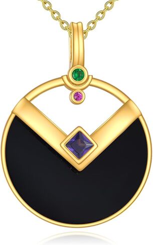Black Onyx Necklace 925 Sterling Silver Gold Filigree Vintage Pendant Black Onyx Jewelry Gift for Women Girls in Saudi Arabia
