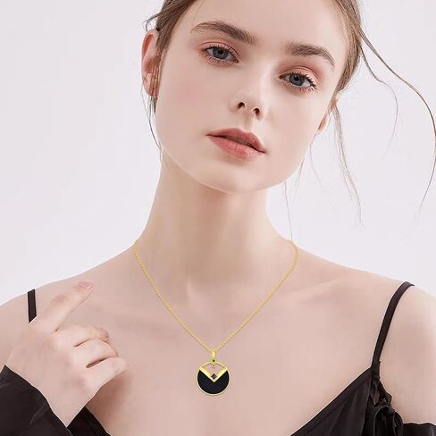 Black Onyx Necklace 925 Sterling Silver Gold Filigree Vintage Pendant Black Onyx Jewelry Gift for Women Girls in Saudi Arabia