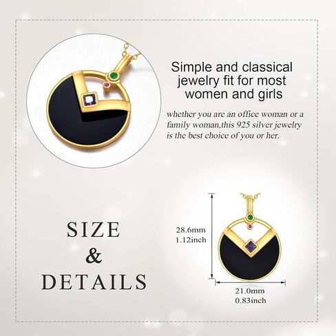 Black Onyx Necklace 925 Sterling Silver Gold Filigree Vintage Pendant Black Onyx Jewelry Gift for Women Girls in Saudi Arabia
