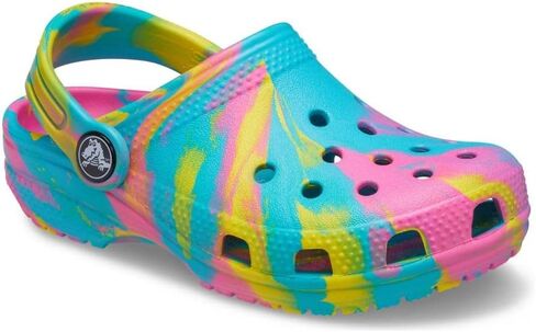 Crocs Classic Marbled Tie Dye Clog, Quartz/Multi, 3 US Unisex Little Kid in Kuwait