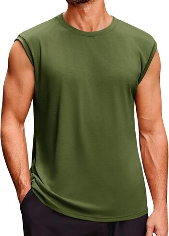 Runcati Men's Sleeveless Tank Tops Crewneck Casual Workout Gym Cut Off Muscle Fit T Shirt in Saudi Arabia