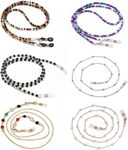 YUANST 2Pcs Colorful Rhinestone Eyeglass Chain, Eyeglasses String Holder Glasses Lanyard Eyeglass Holders Around Neck in Kuwait