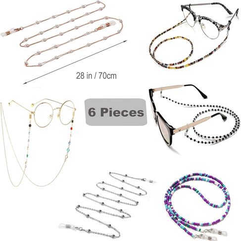 YUANST 2Pcs Colorful Rhinestone Eyeglass Chain, Eyeglasses String Holder Glasses Lanyard Eyeglass Holders Around Neck in Kuwait