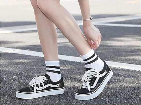 IHAUIUE Two Stripes Crew Socks Solid Color Quartz Socks Vintage Colorful Dress Socks for Women, Men, 6 Pack in Kuwait