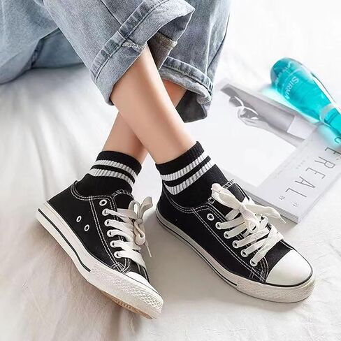 IHAUIUE Two Stripes Crew Socks Solid Color Quartz Socks Vintage Colorful Dress Socks for Women, Men, 6 Pack in Kuwait