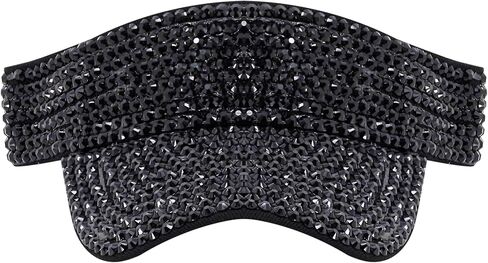 Surkat Bling Rhinestones Sun Visor Hats for Women Men Adjustable Summer Sun Cap Outdoor Visor Caps in Kuwait