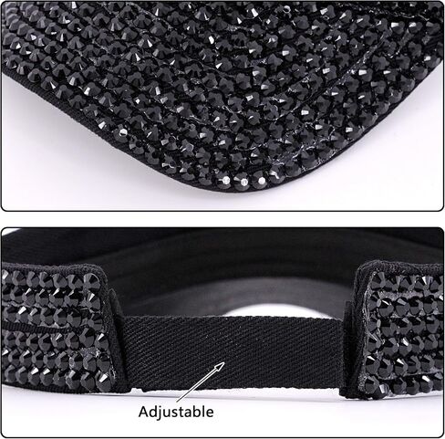 Surkat Bling Rhinestones Sun Visor Hats for Women Men Adjustable Summer Sun Cap Outdoor Visor Caps in Kuwait