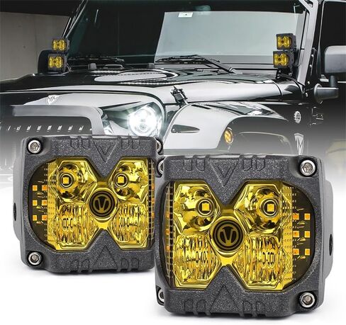 Side Shooter Led Lights, IP68 Waterproof LED Pods with Separate Solid & Strobe Amber Dual Side Cube Driving Lights Compatible with Truck Jeep Motorcycle ATV SUV 4x4 in Saudi Arabia