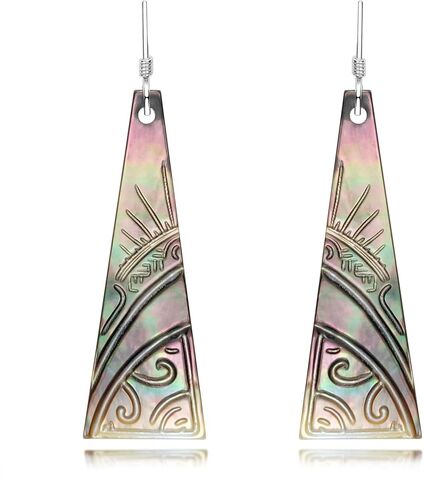 أقراط متدلية من عرق اللؤلؤ التاهيتي، عرق اللؤلؤ من المحار الأسود، فضة إسترلينية مطلية بالذهب الأبيض عيار 18 قيراط in Kuwait