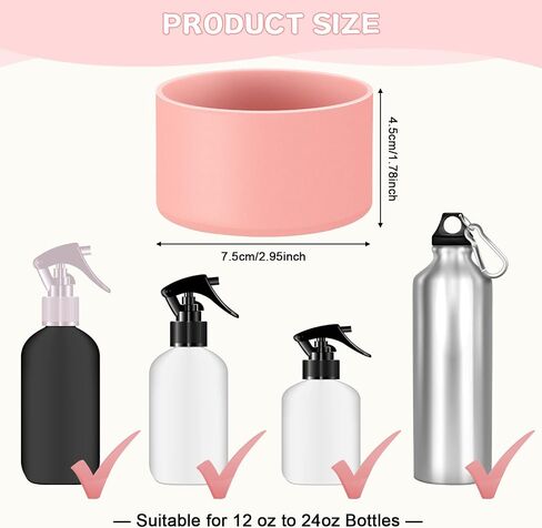 Honeydak 3 Pieces Silicone Sleeve Bottom Base Accessories for 16 oz Spray Bottles Anti Slip Cosmetic Spray Bottom Cover Washable Rubber Bottom Base for 12 to 24 oz Water Bottles (Black) in Saudi Arabia