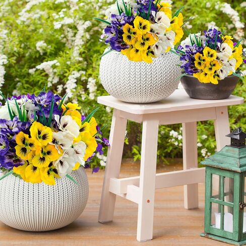 FOUSUKA 10 Bundles Artificial Pansy Flowers UV Resistant Plastic Plants Fake Silk Faux Flowers for Outdoor Planters Home Indoor Outside Garden Porch Window Wedding Party DIY Decoration (Multicolor) in Kuwait