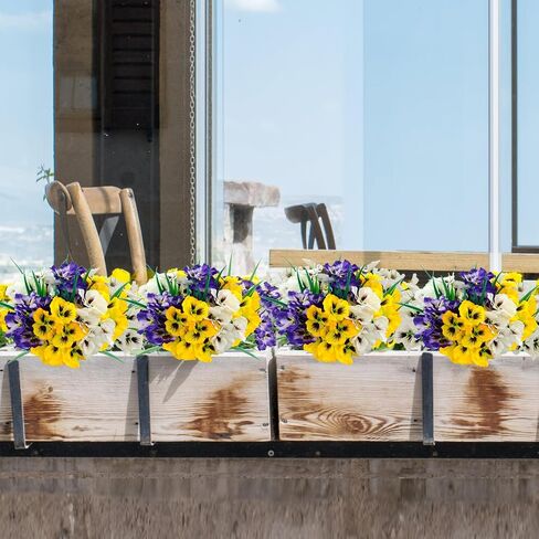 FOUSUKA 10 Bundles Artificial Pansy Flowers UV Resistant Plastic Plants Fake Silk Faux Flowers for Outdoor Planters Home Indoor Outside Garden Porch Window Wedding Party DIY Decoration (Multicolor) in Kuwait